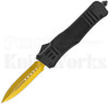 Delta Force Black OTF Knife Spear Point l Gold Blade l For Sale