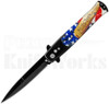 Milano 9" Stiletto We The People Automatic Knife l Black Blade l For Sale
