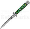 Italian Style 9" Stiletto Green Marble Automatic Knife l Kris Blade l For Sale