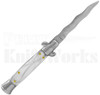 Italian Style 9" Stiletto White Marble Automatic Knife l Kris Blade