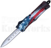 Delta Force Mini OTF Automatic Knife US Flag l Satin Dagger Blade l For Sale