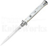 Frank B. 11" Mother of Pearl Bayonet Stiletto Automatic Knife l For Sale