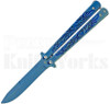 Striker Balisong Butterfly Knife Blue Scroll l For Sale