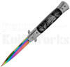 Milano 9" Stiletto Black Pearlex Automatic Knife l Spectrum Blade l For Sale