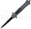 Delta Force Carbon Fiber Stiletto OTF Automatic Knife l Black Blade l For Sale