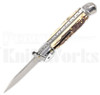 Milano 8" Leverlock Swinguard Automatic Knife Faux Stag l Filework