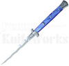 Frank B. 11" Blue Pearlex Stiletto Automatic Knife l Kris Blade l For Sale