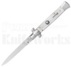 SKM 9" Italian Stiletto Flat Grind Automatic Knife Pearlex l For Sale