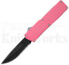 Lightning Pink OTF Automatic Knife l Black Serrated Blade l For Sale