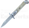 Milano 8" Leverlock Swinguard Automatic Knife Rams Horn l For Sale