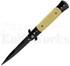 Milano 9" Stiletto Faux Ivory Automatic Knife l Black Blade l For Sale