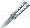 Delta Force Mini Butterfly Knife Silver l 2.0" Satin Blade l For Sale