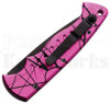 Piranha Pocket Automatic Knife Pink Marble l Tactical Black