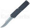 Lightning Black OTF Automatic Knife l Satin Clip Point Serrated l For Sale