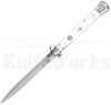 Frank B. 11" Mother of Pearl Stiletto Automatic Knife l Pick Lock l For Sale