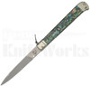 Dolphins 11" Falcon Ring Pull Automatic Knife Abalone Shell l For Sale