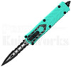 Delta Force Automatic Turquoise Knife l Black Serrated Dagger Blade l For Sale