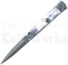 Samir Ahmad 9" Purple Camel Bone Stiletto Automatic Knife l For Sale