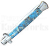 Frank B. 11" Blue Briar Wood Stiletto Automatic Knife l Kris Blade