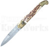 Armando Beltrame 8" Stag Birds Head Automatic Knife l Damascus l For Sale