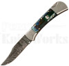 Orang Zaib 9" Blue/Green Acrylic Automatic Lockback Knife l Damascus l For Sale