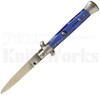 Sterile 9" Blue Pearlex Stiletto Automatic Knife l For Sale