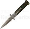 Samir Ahmad 9" Blue/Green Swinguard Automatic Knife l Damascus l For Sale