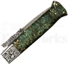 Samir Ahmad 9" Blue/Green Swinguard Automatic Knife l Damascus