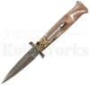 Samir Ahmad 9" Tan Pearlex Swinguard Automatic Knife l Damascus l For Sale
