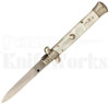 Renzo Beltrame 9" White Pearlex Stiletto Automatic Knife l For Sale