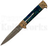 Samir Ahmad 9" Green Pearlex Leverlock Automatic Knife l For Sale