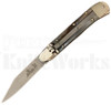 Hubertus Springer 7" Leverlock Automatic Knife Buffalo Horn l For Sale