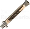 Italy Stainless Stag Horn 11" Stiletto Automatic Knife l Bayonet Blade