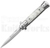 Milano 9" Stiletto White Pearlex Automatic Knife l For Sale