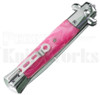 Milano 9" Stiletto Pink Pearlex Automatic Knife