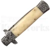 Samir Ahmad 9" Camel Bone Stiletto Automatic Knife l Flat Guard