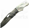 Tim Wilson Custom Gents Pearl Backup Liner Lock Knife (Damascus)