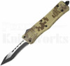 Delta Force Mini OTF Automatic Knife Tan Camo Recurve Tanto Blade