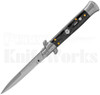 Italian Style 9" Stiletto Black Marble Swirl Automatic Knife l For Sale