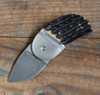 Philip Booth Model 18 Minnow Automatic Knife Stag l Damascus Blade l For Sale