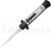 Italian 9" White Marble Stiletto OTF Automatic Knife Black Hardware