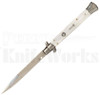 Frank B. 11" White Pearlex Stiletto Automatic Knife l Bayonet Blade l For Sale