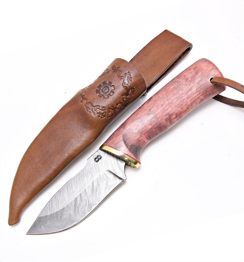 Olamic Cutlery Compact Birch Skinner Knife (Damascus) Perry Knifeworks