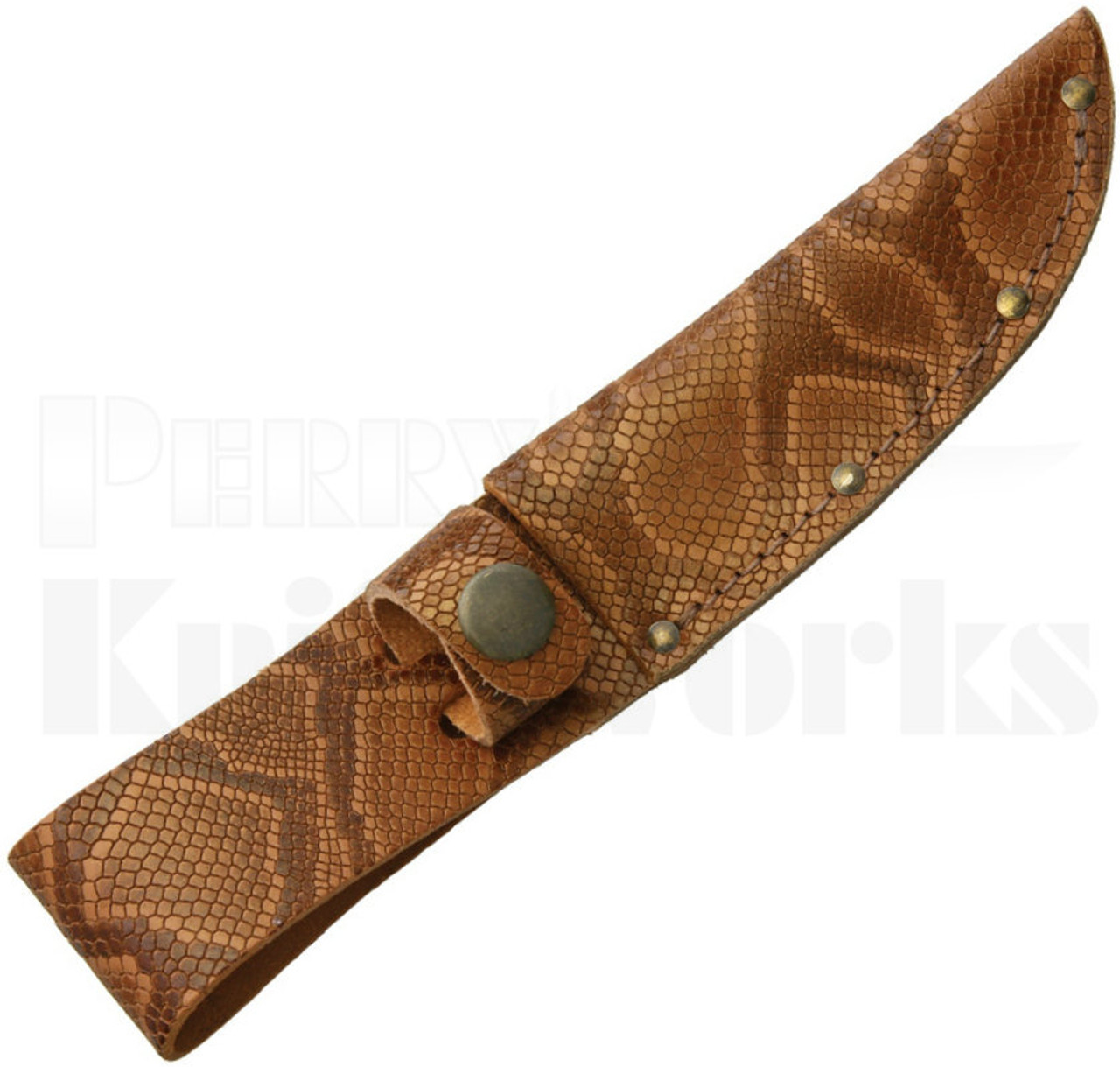 Brown Leather Fixed Blade Knife Belt Sheath Python Pattern l For Sale