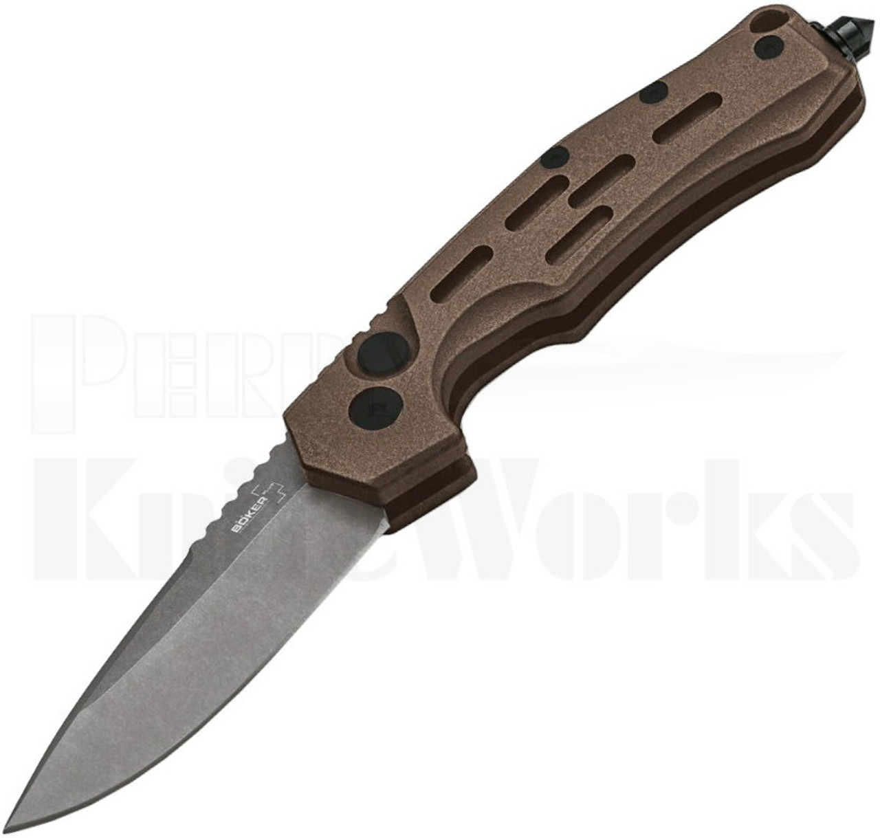 Boker Plus Desert Storm Automatic Knife Brown l 3" Blackwash Blade l For Sale