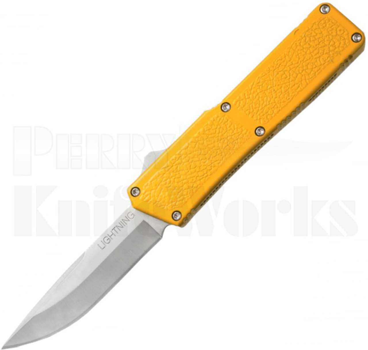 Lightning Yellow D/A OTF Automatic Knife l Satin Drop-Point