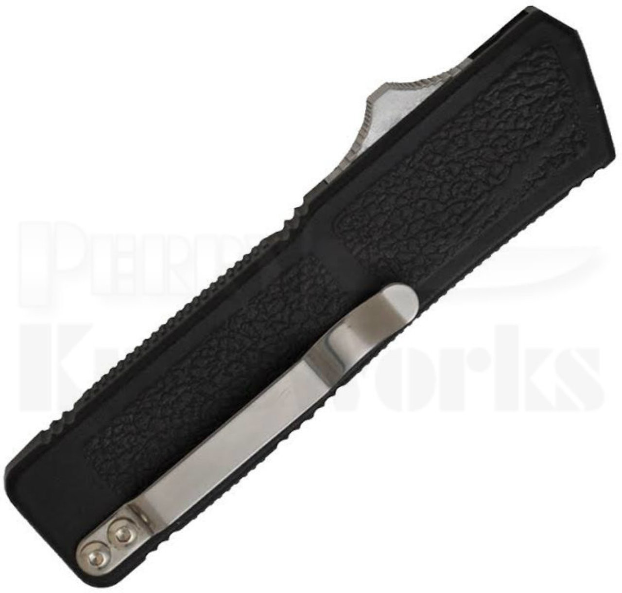 Lightning Black Tanto OTF Automatic Knife l Two-Tone Serrated l Clip