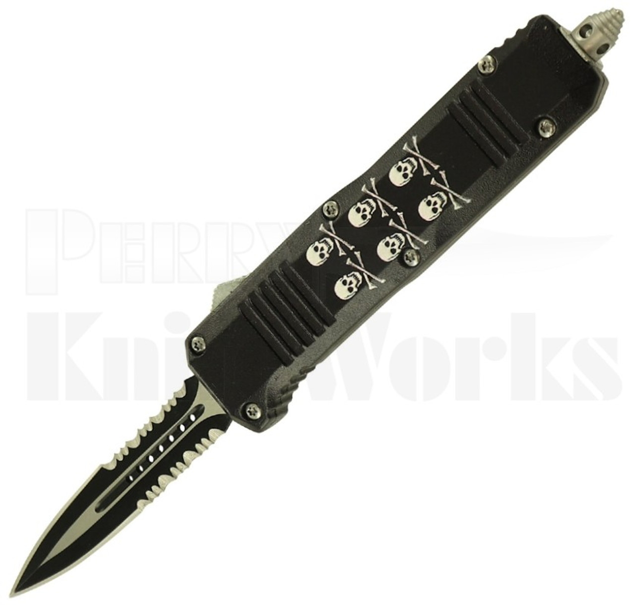 Delta Force BA Mini Black OTF Automatic Knife Crossbones l For Sale