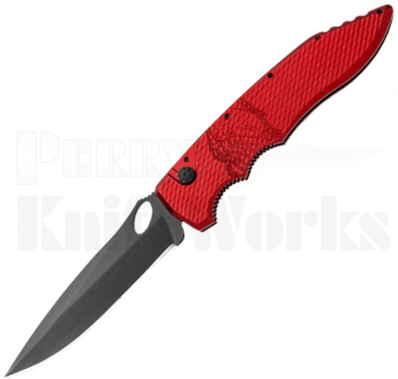 Piranha Mini Predator Automatic Knife Red P-11 l Tactical Black l For Sale