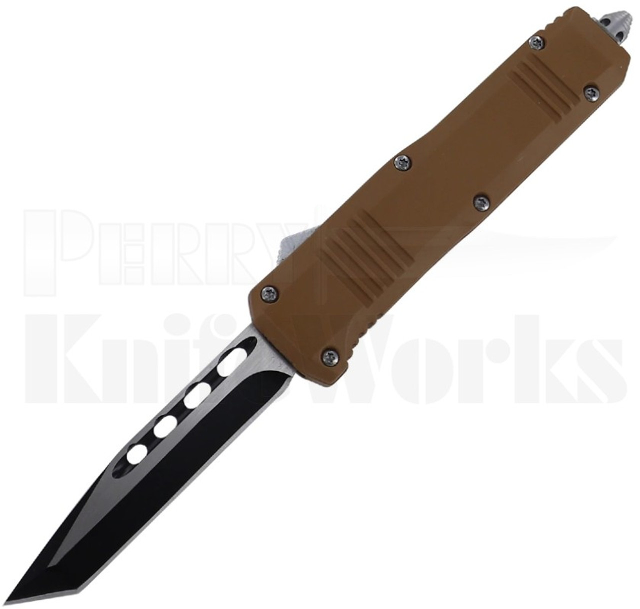 Delta Force BA Mini Tan OTF Automatic Knife l Two-Tone Tanto l For Sale